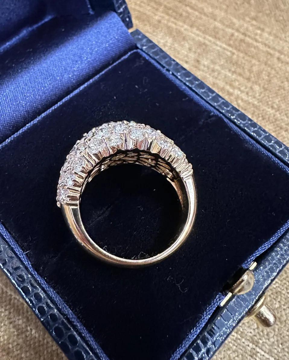 Diamant Pave Dome Ring 3,80 Karat Gesamtgewicht in 18k Gelbgold (Rundschliff) im Angebot