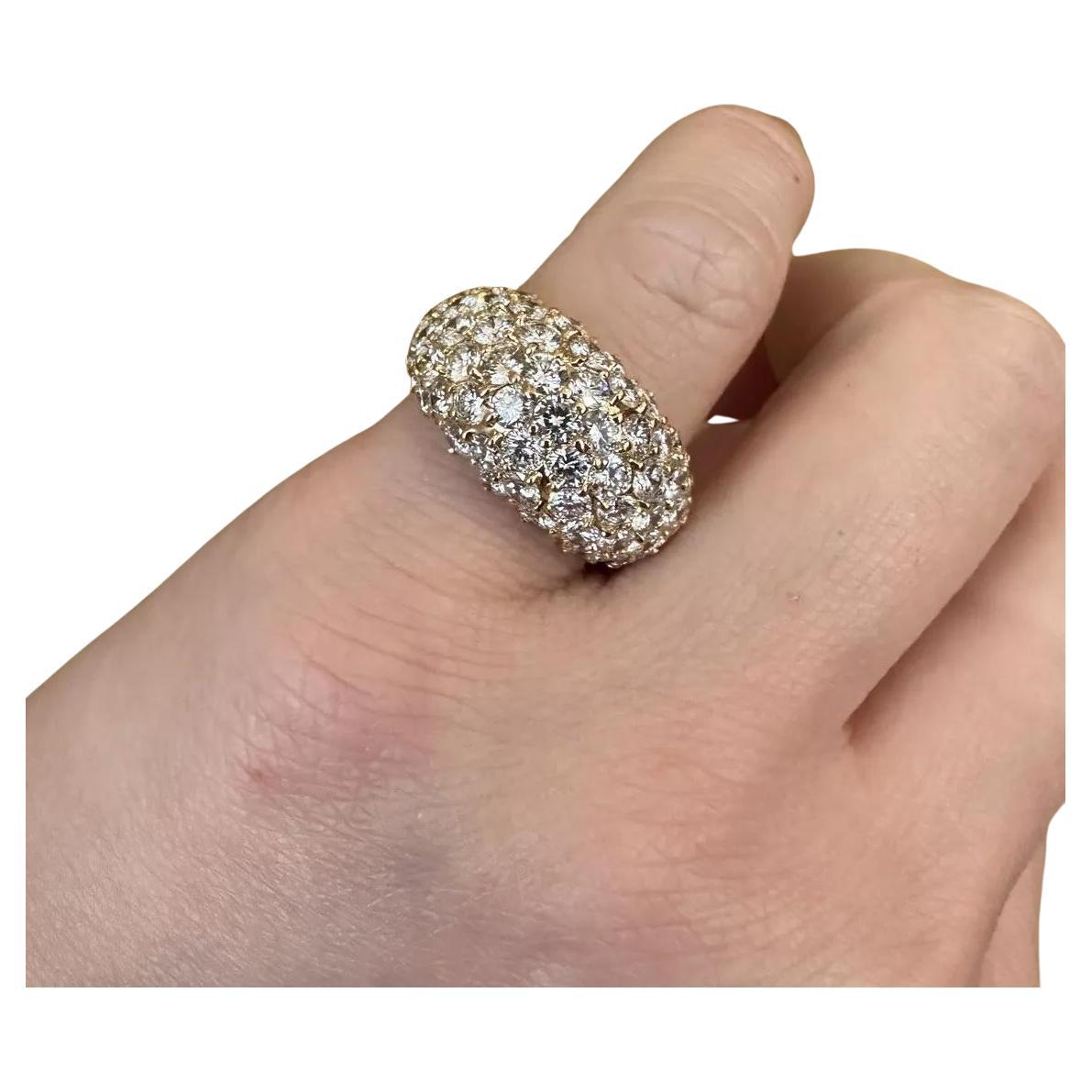 Diamond Pave Dome Ring 3.80 carat total weight in 18k Yellow Gold For Sale