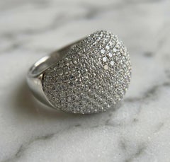 Diamond Pavé Dome Ring in 18k White Gold, 4.80 Carats