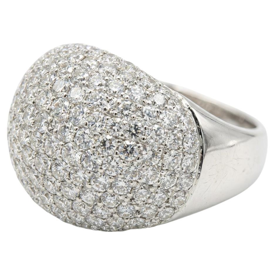 Diamond Pavé Dome Ring in 18k White Gold, 4.80 Carats