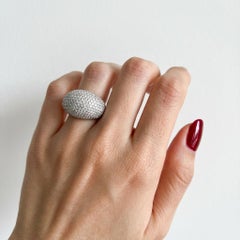 Diamond Pavé Domed Cocktail Ring in 18K White Gold