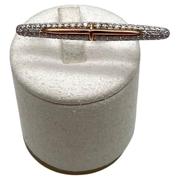 Diamond Pave Double Finger Knuckle 14K Rose White Gold Statement Ring For Sale