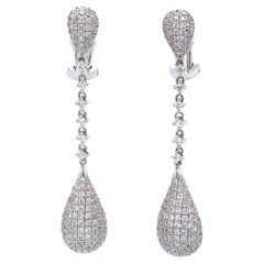 Diamond Pave Drop Awesome Gold Earrings Estate Fine Jewelry