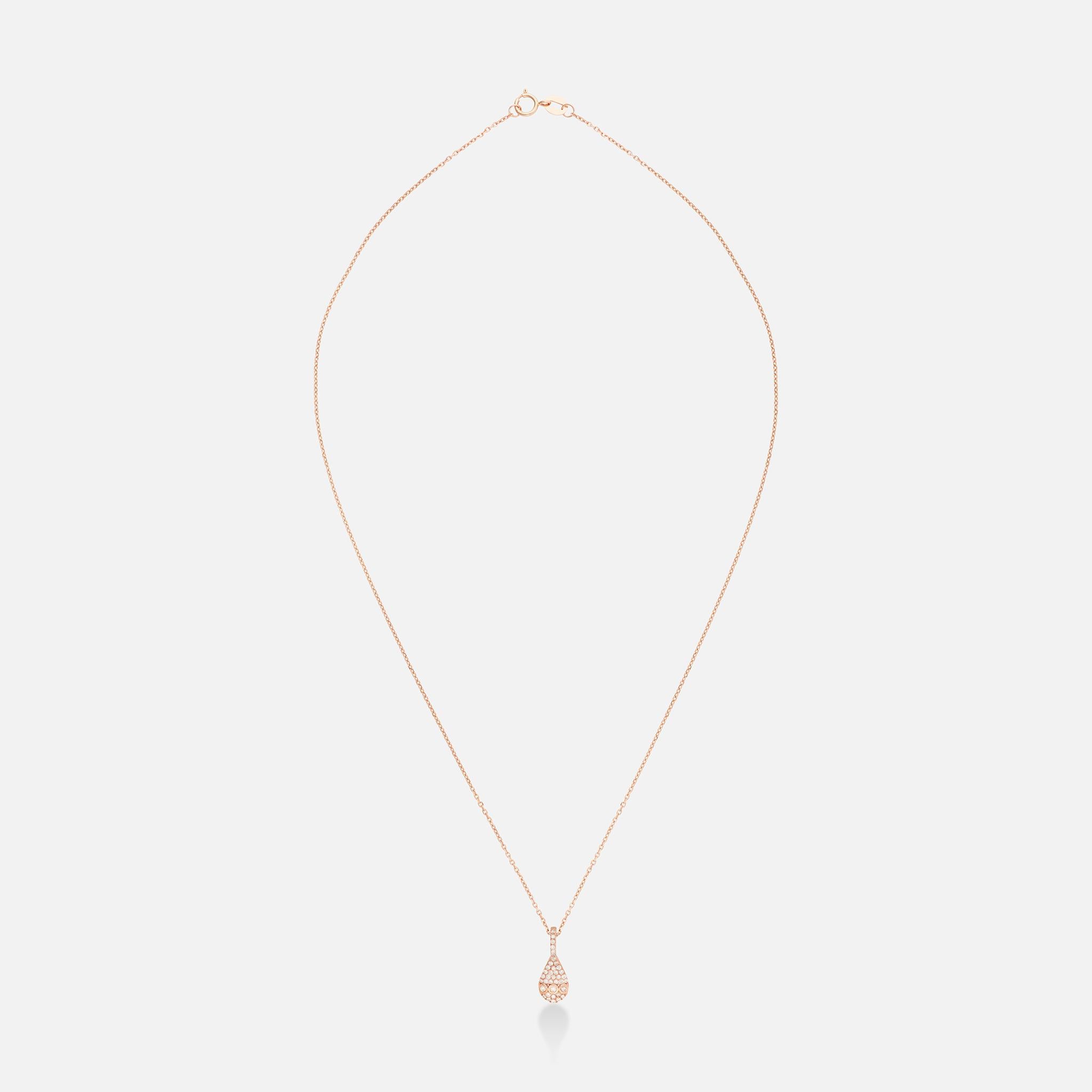 De las mujeres Collar de oro rosa de 18k con pavé de diamantes en forma de gota en venta