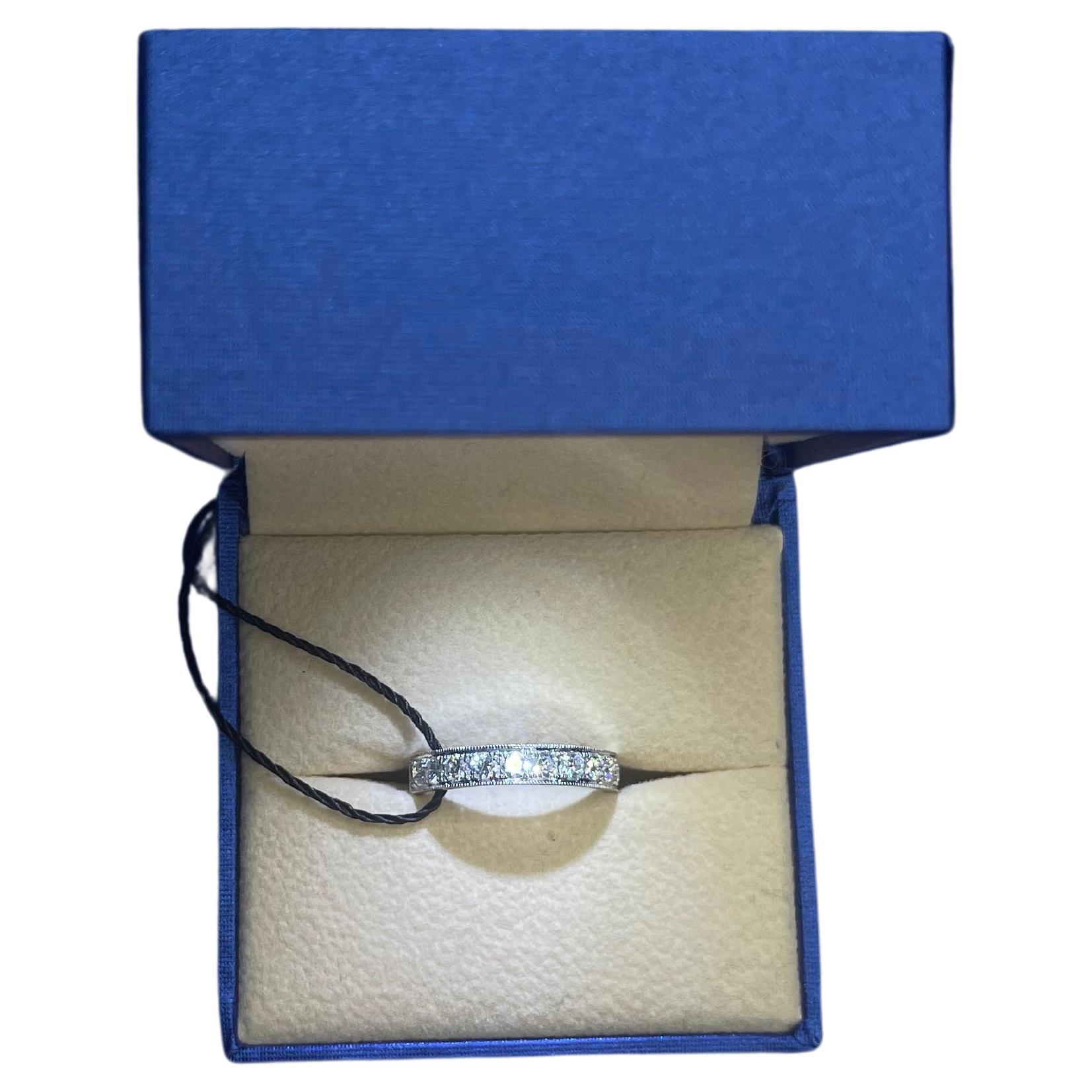 1 Karat Diamant Pave Eternity-Verlobungs-/Ehering aus Weißgold (Carréeschliff) im Angebot