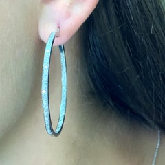 Diamond pave eternity large hoop earrings 18k white gold