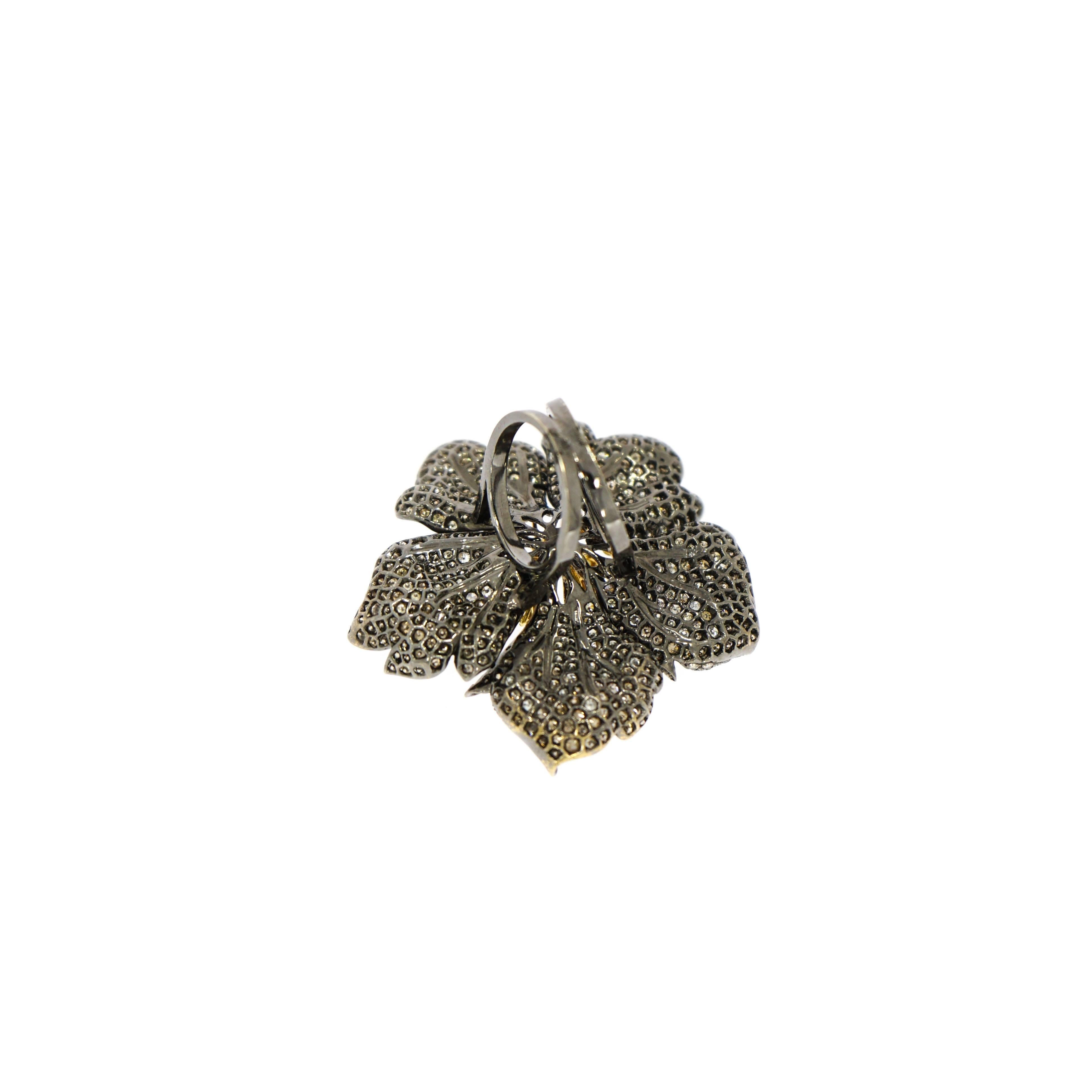 Women's Diamond Pave Flower Ring