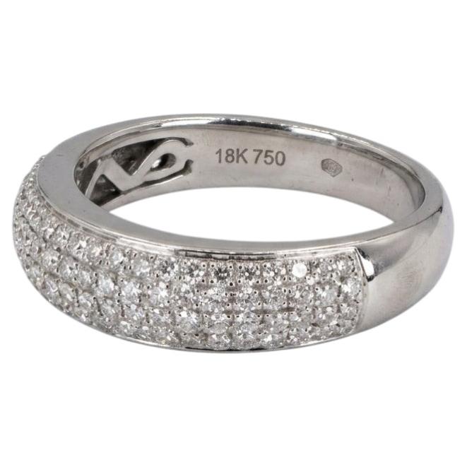 Diamond Pave Four-Row Band Ring in 18k White Gold For Sale