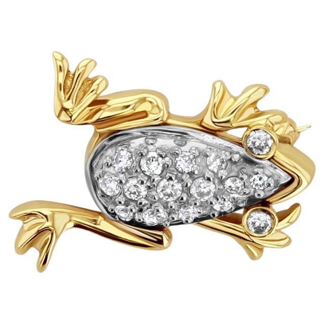 Diamant-Pavé- Frosch-Brosche .54cttw 14k Gelbgold