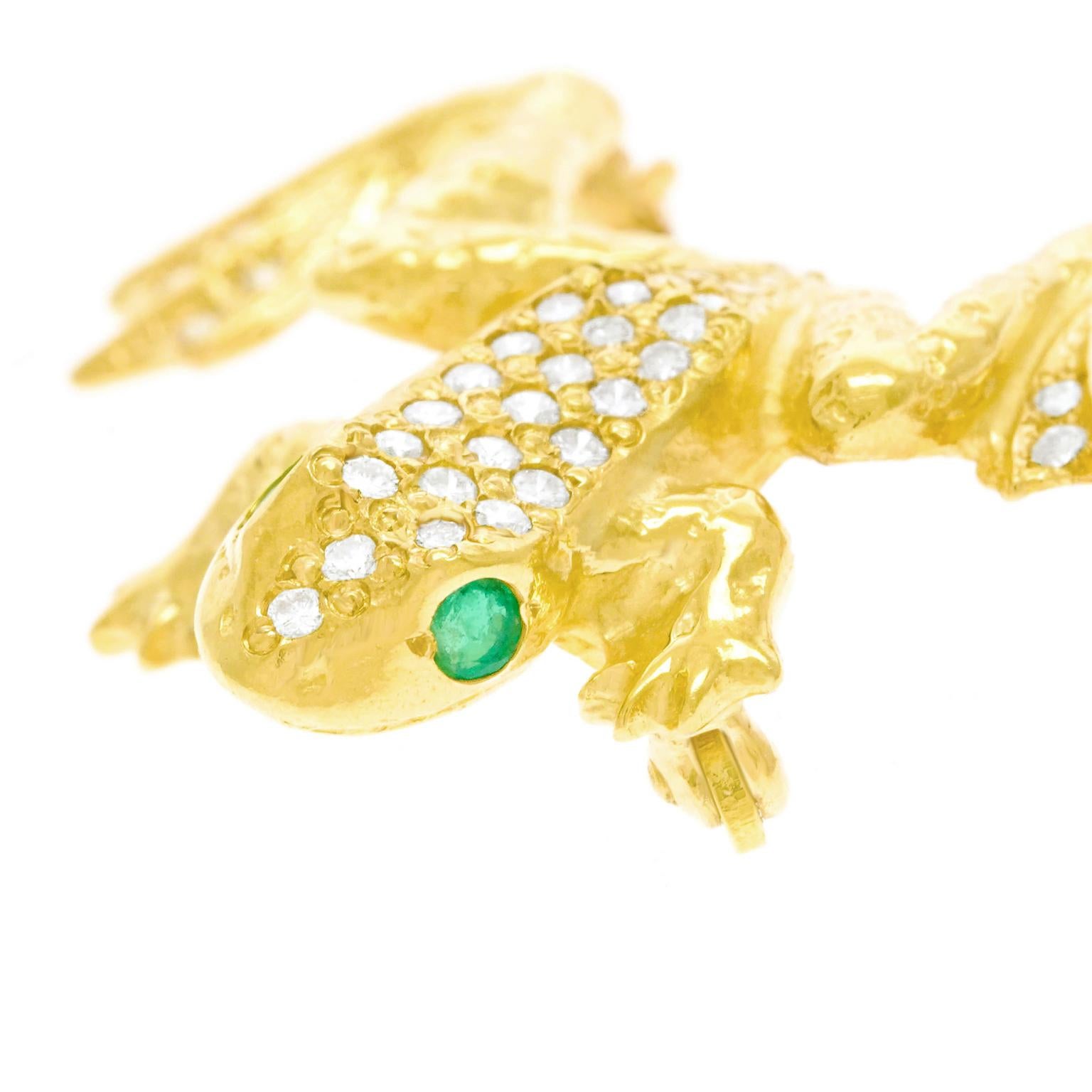 Brilliant Cut Diamond Pave Frog Brooch