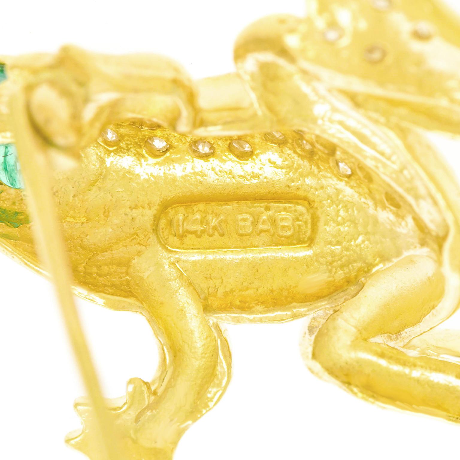 Women's or Men's Diamond Pave Frog Brooch