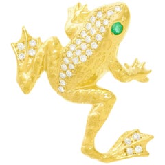 Diamond Pave Frog Brooch