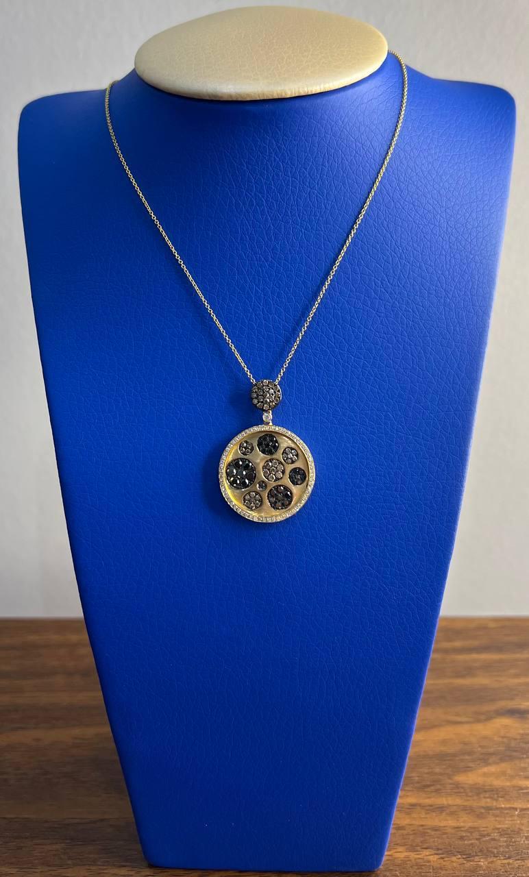 Diamond Pave Galaxy Solar Universal 14K Yellow Gold Pendant Medallion Necklace For Sale 3