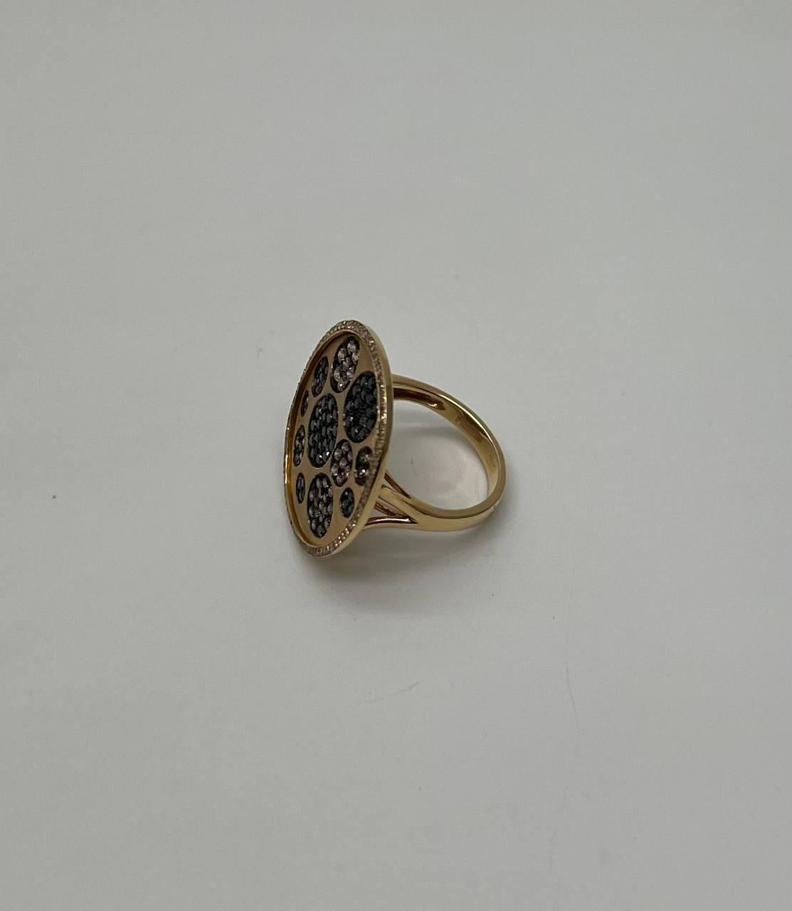Modern Diamond Pave Galaxy Solar Universal 14K Yellow Gold Pendant Statement Ring For Sale