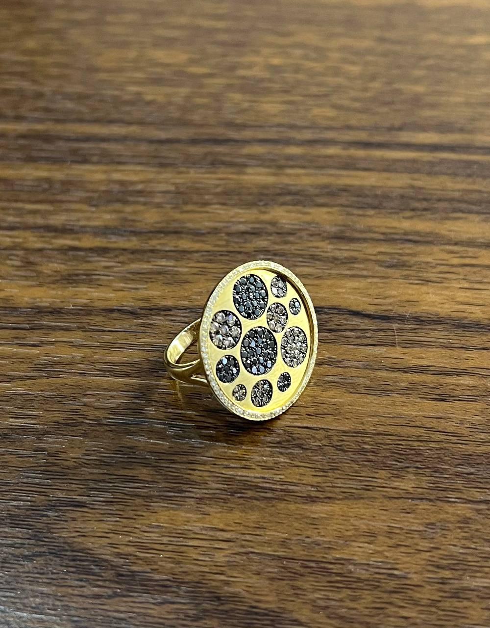 Women's Diamond Pave Galaxy Solar Universal 14K Yellow Gold Pendant Statement Ring For Sale