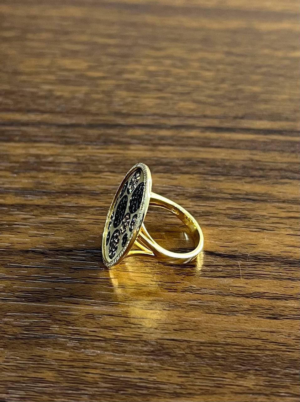 Diamond Pave Galaxy Solar Universal 14K Yellow Gold Pendant Statement Ring For Sale 1
