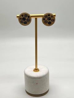 Diamond Pave Galaxy Solar Universal 14K Yellow Gold Statement Unique Earrings