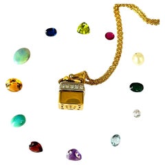 18k Two-toned Gold, Diamond "Gift Box" w/ Unset Amethyst Heart Pendant Necklace