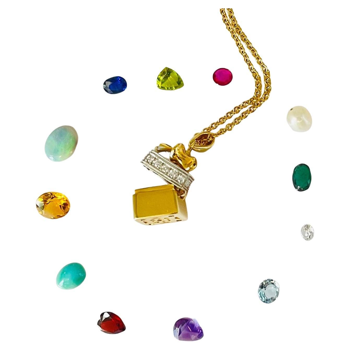 Collier pendentif cœur en améthyste non sertie, en or bicolore 18 carats et diamants « Gift Box » en vente