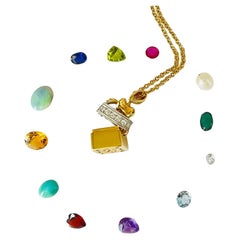 18 Karat zweifarbiges Gold, Diamant "Gift Box" mit ungefasstem Amethyst-Herz-Anhänger Halskette