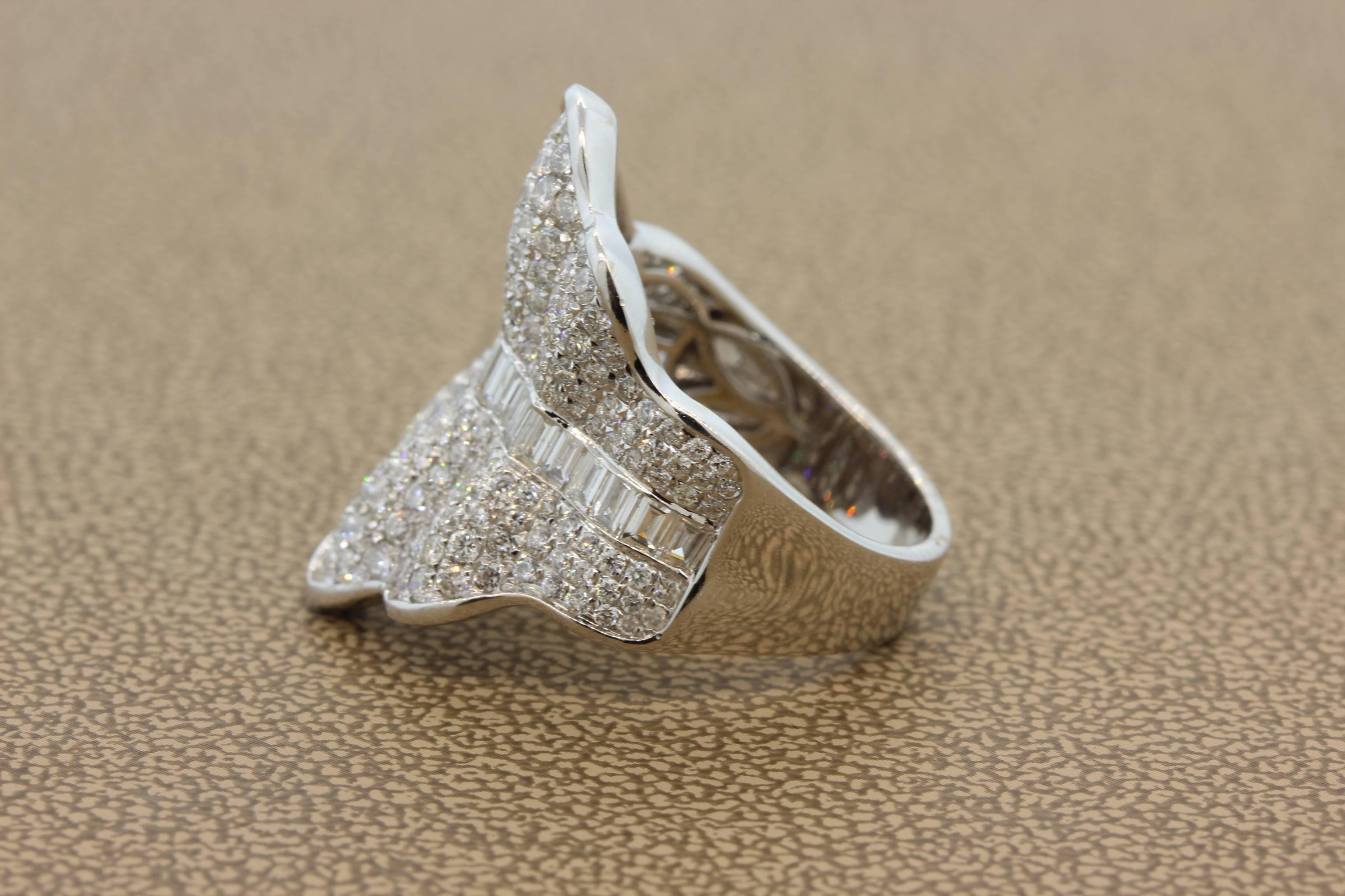 Mixed Cut Diamond Pave Gold Ballerina Ring