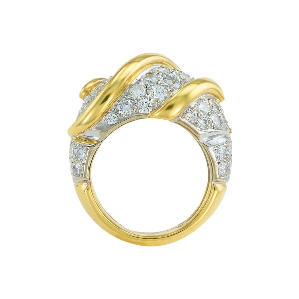 Contemporary Diamond Pave Gold Dome Ring