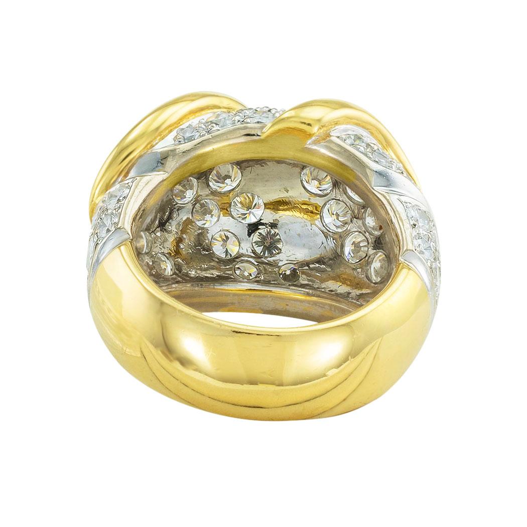 Round Cut Diamond Pave Gold Dome Ring