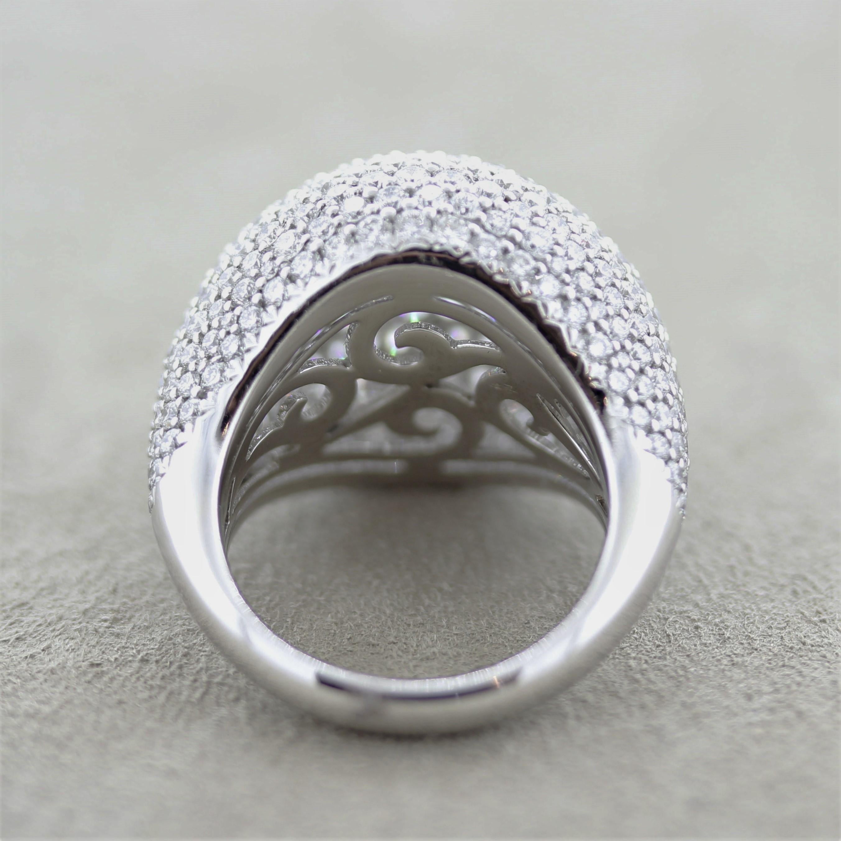 Women's Diamond Pave Gold Dome Ring
