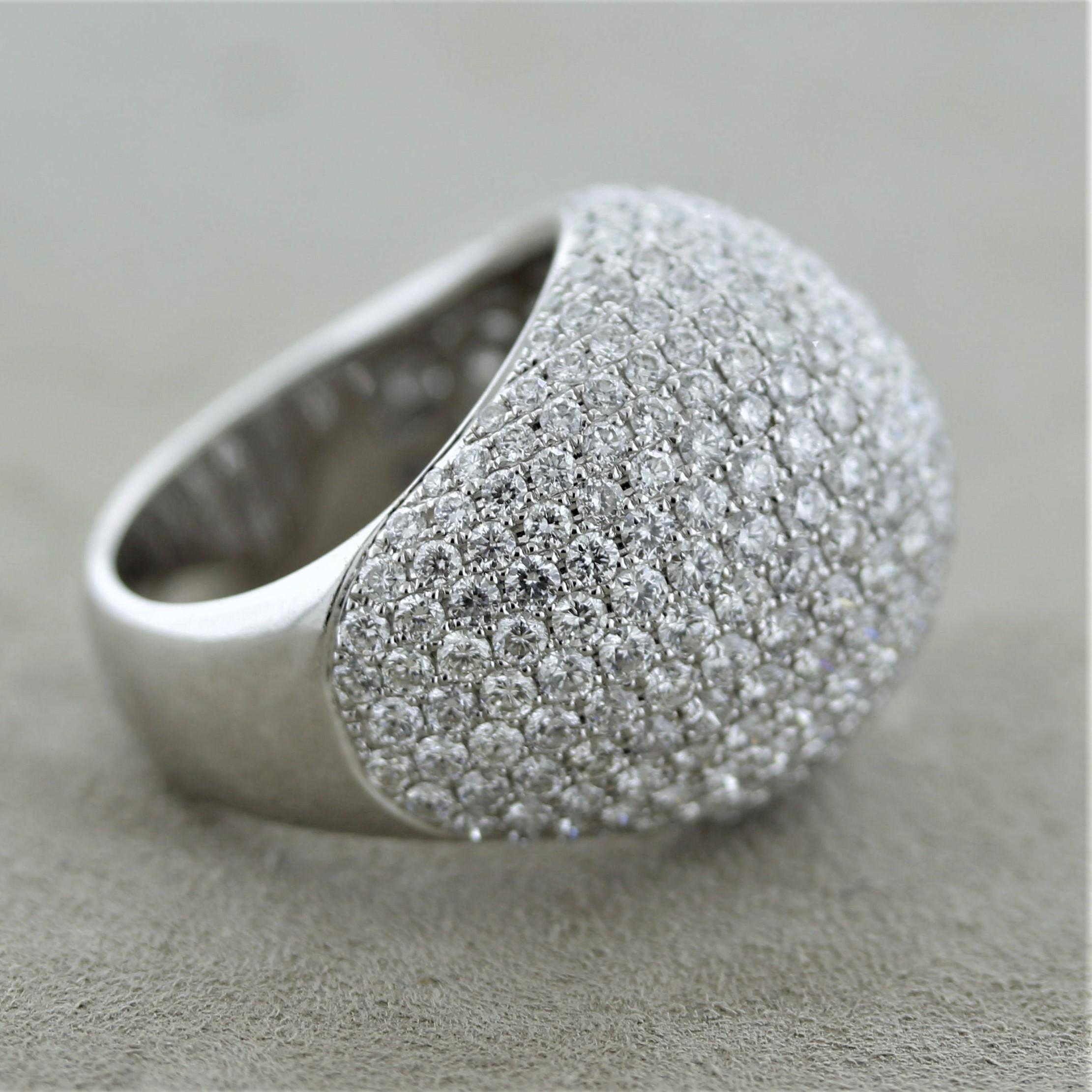 Women's Diamond Pave Gold Domed Cocktail Ring For Sale