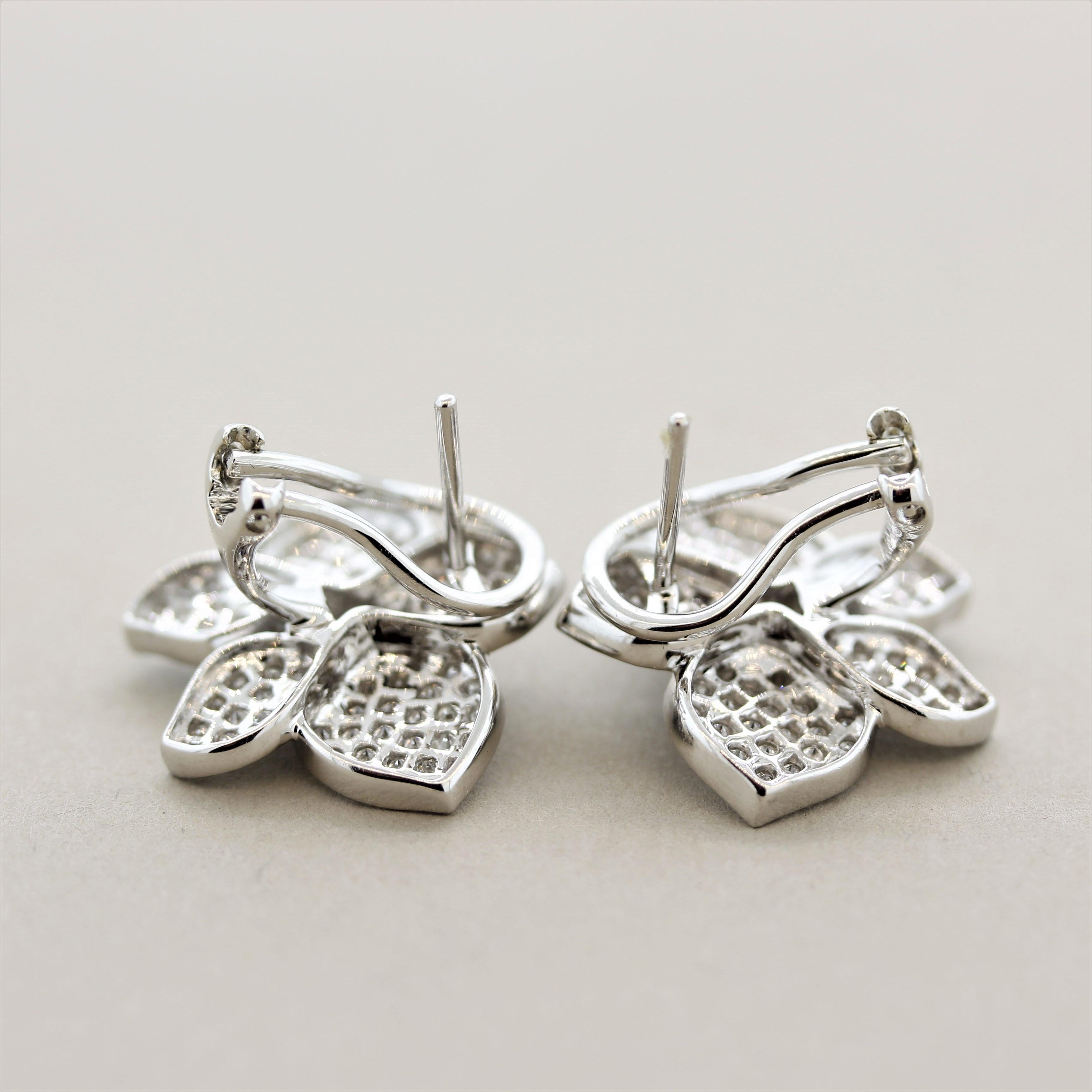 pave flower earrings