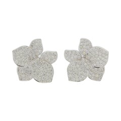 Diamond Pave Gold Flower Post-Clip Earrings