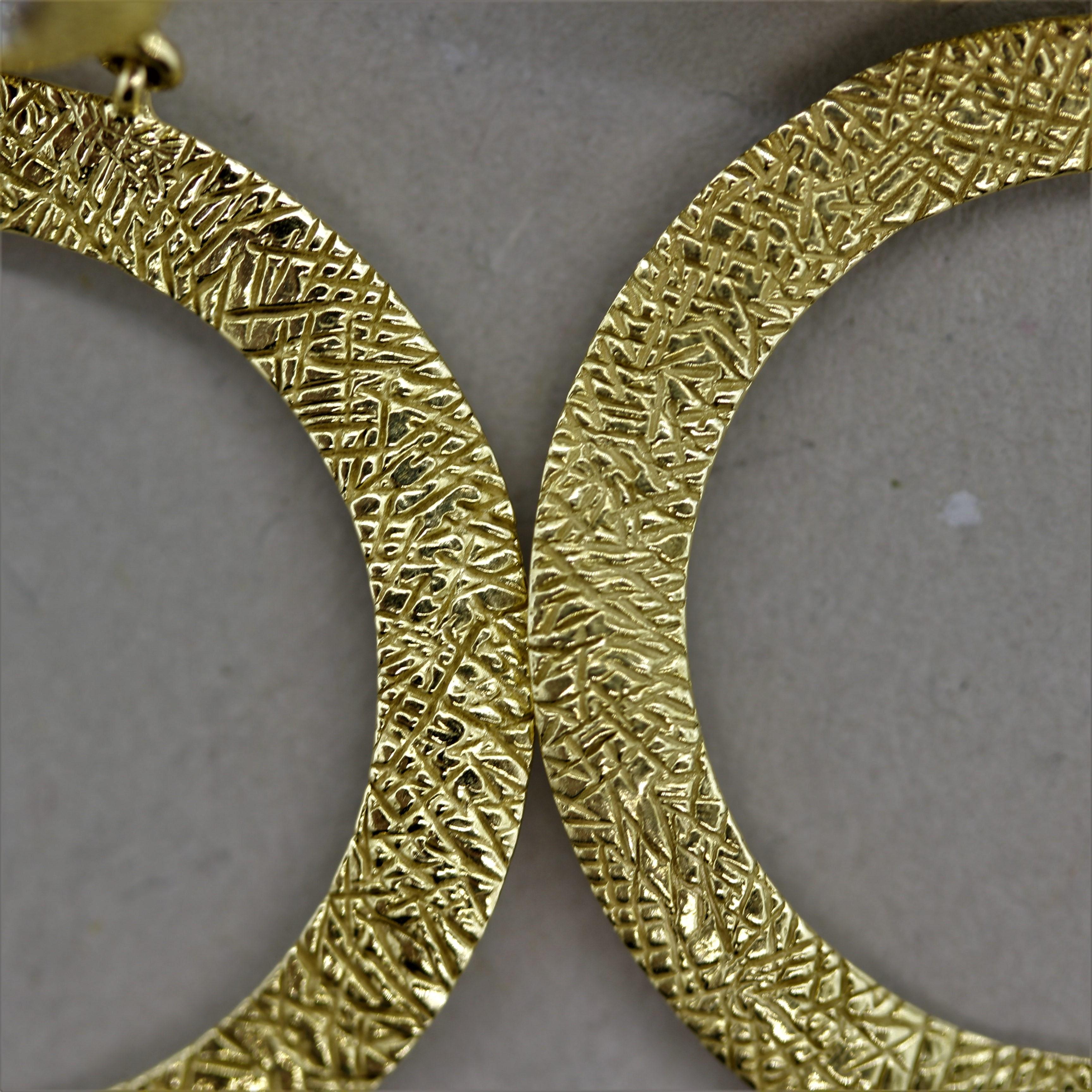 Women's Diamond Pave Gold Hoop-Drop Earrings For Sale