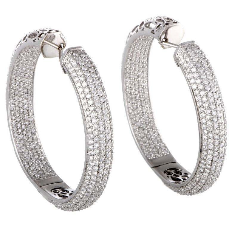 Graff Diamond Gold Hoop Earrings at 1stdibs