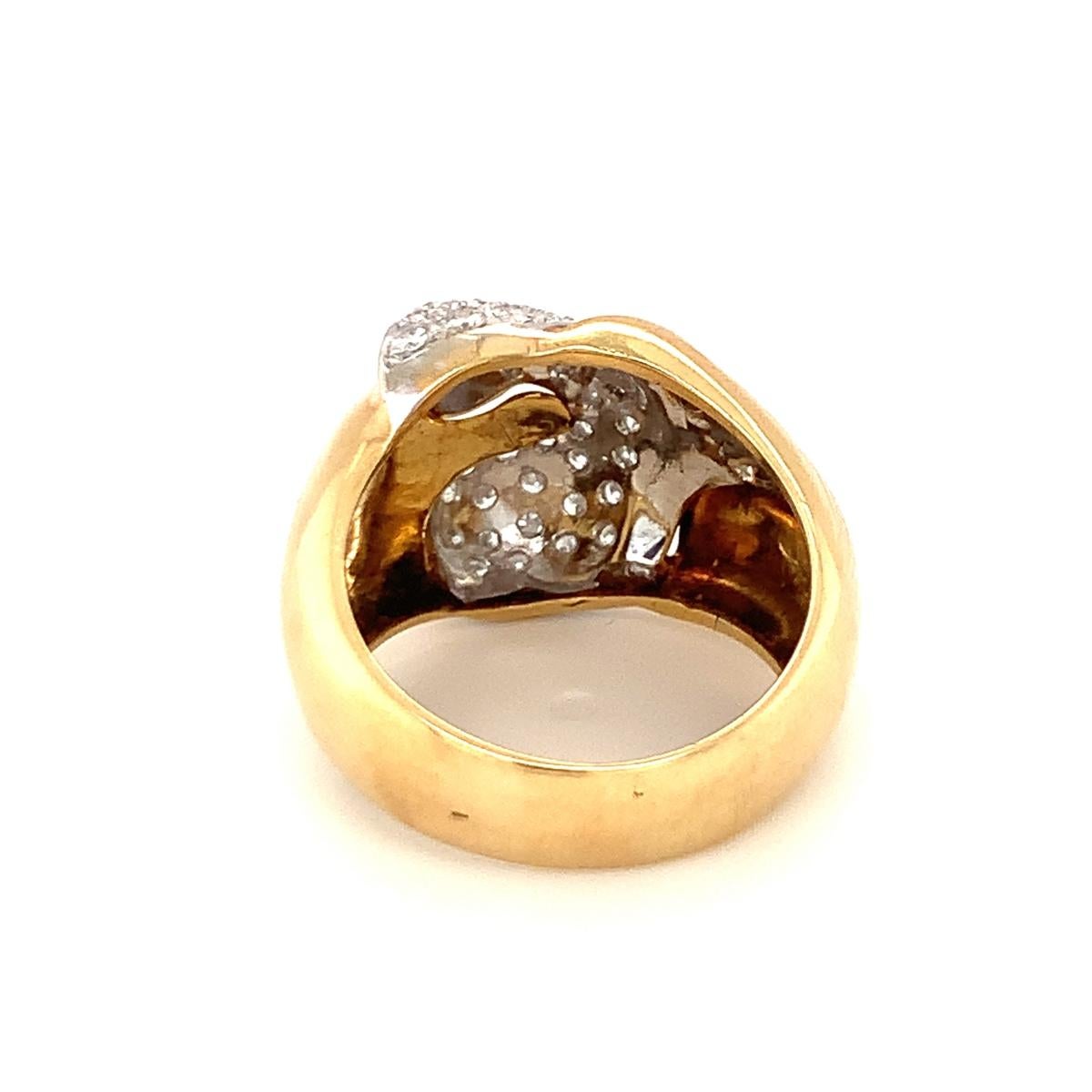 Women's Diamond Pave Gold Ring, circa 1970s For Sale