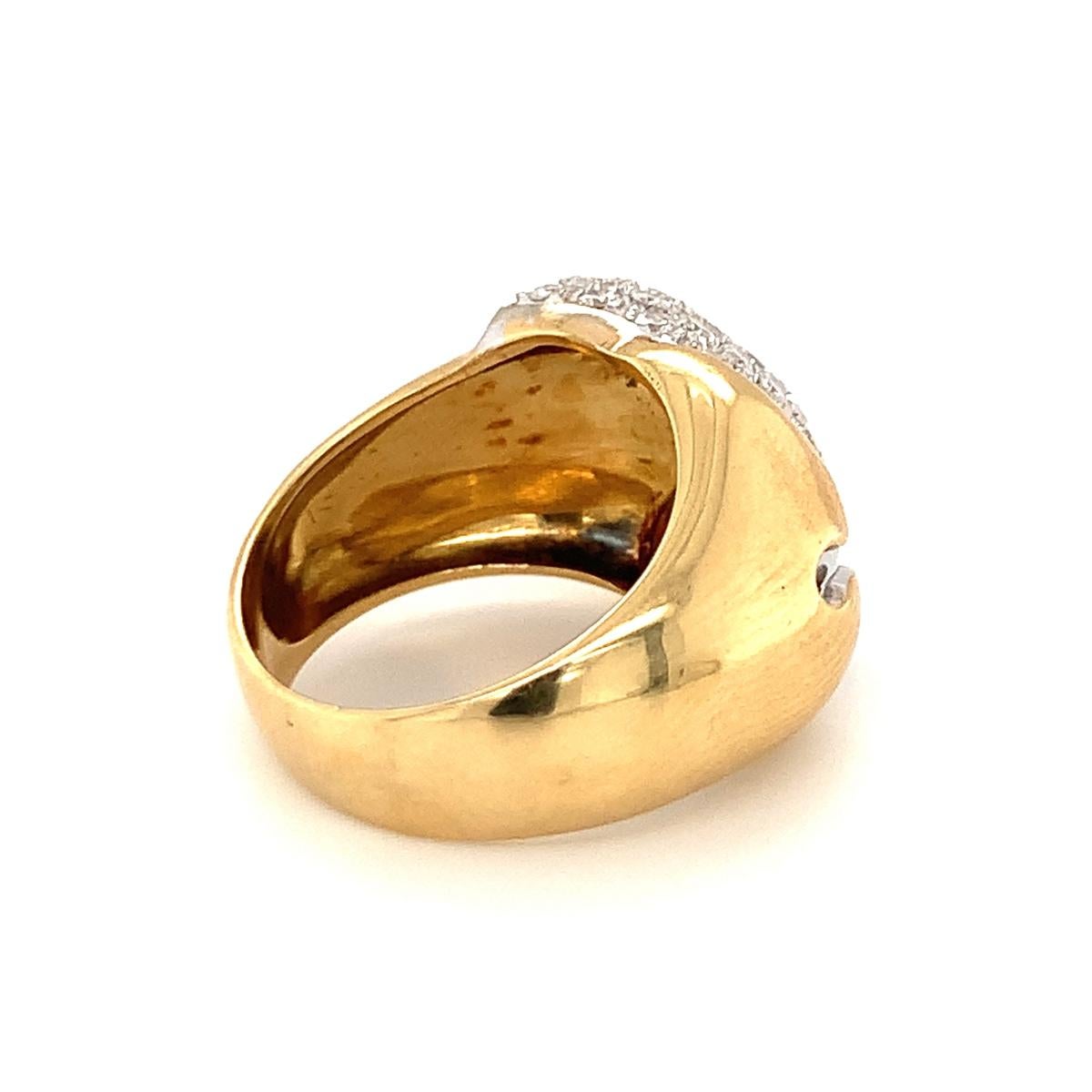 Diamond Pave Gold Ring, circa 1970s For Sale 1