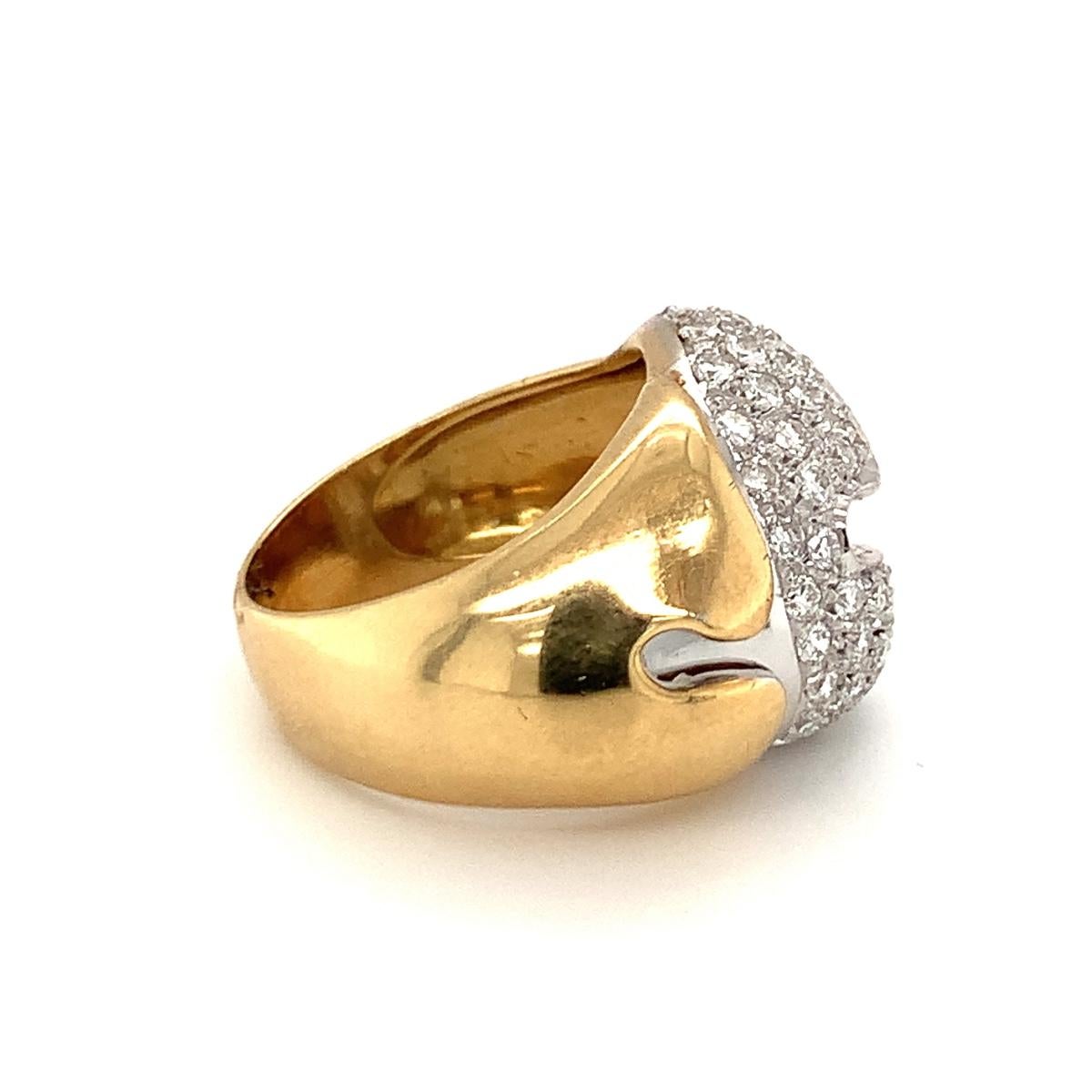 Diamond Pave Gold Ring, circa 1970s For Sale 2