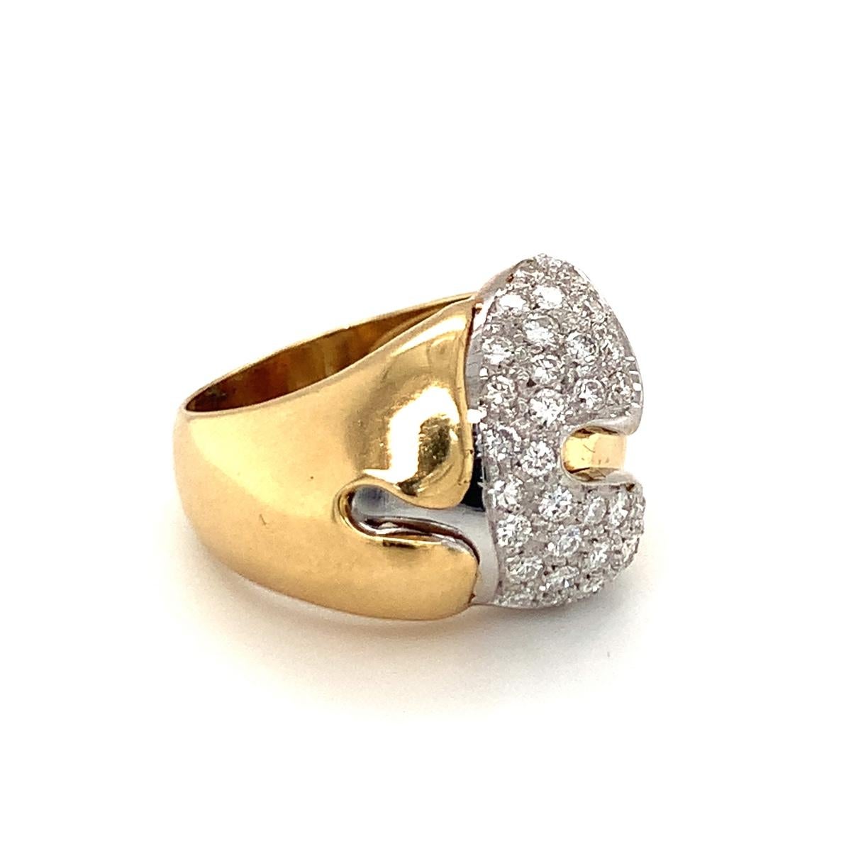 Diamond Pave Gold Ring, circa 1970s For Sale 3