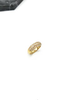 Diamond Pavé Half Round 18 Karat Yellow Gold Band Ring