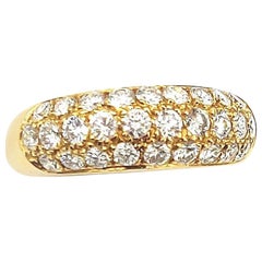 Diamond Pavé Half Round 18 Karat Yellow Gold Band Ring