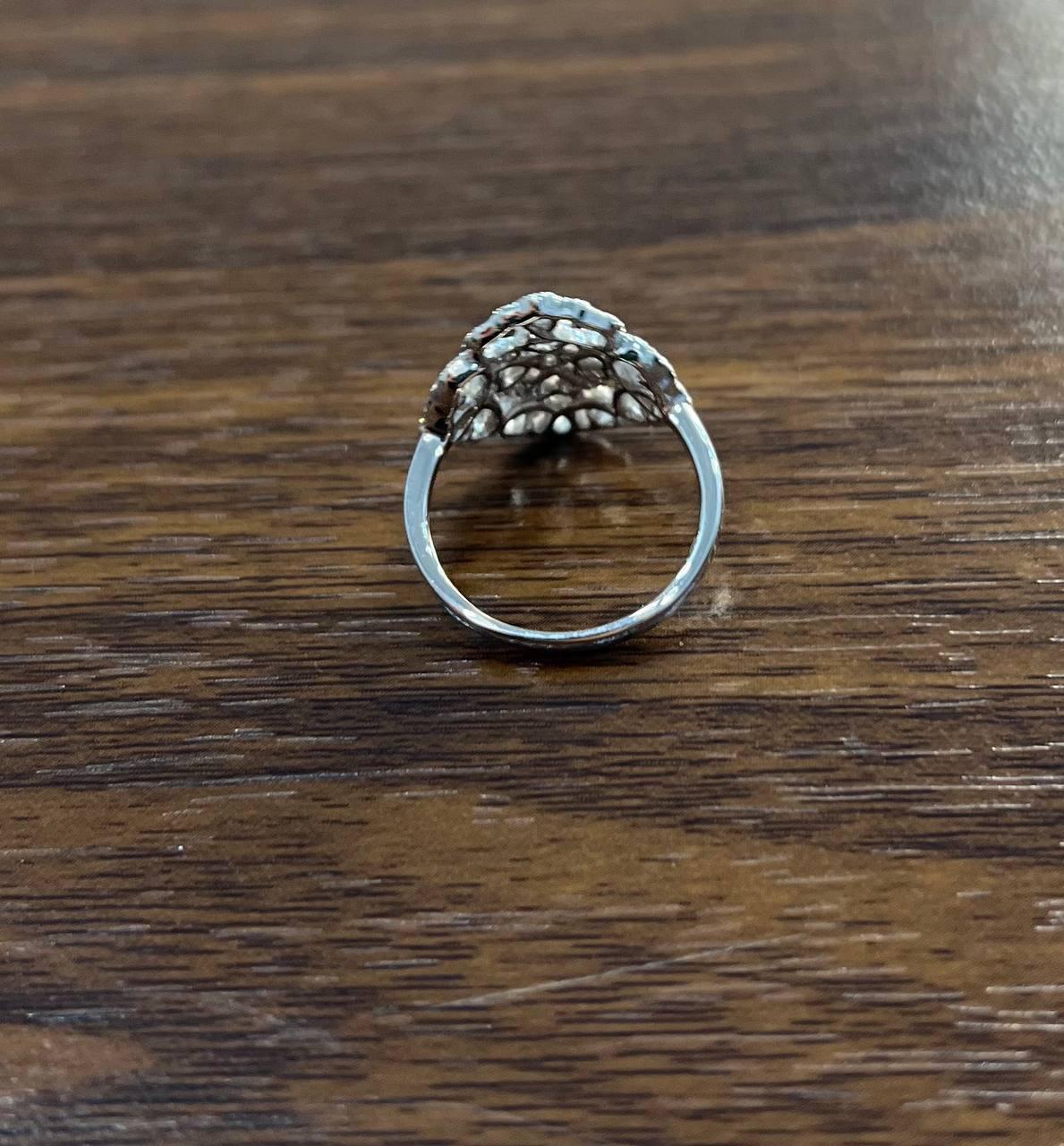 Diamond Pave Halo Set Symbol Motif Art Deco 14K White Gold Statement Ring In New Condition For Sale In Oakton, VA