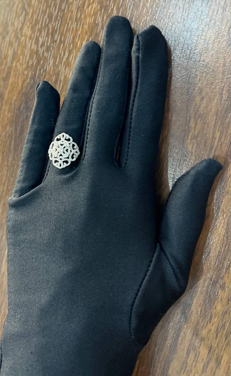 Women's Diamond Pave Halo Set Symbol Motif Art Deco 14K White Gold Statement Ring For Sale