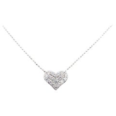 Diamond Pavé Heart Necklace in 18k White Gold