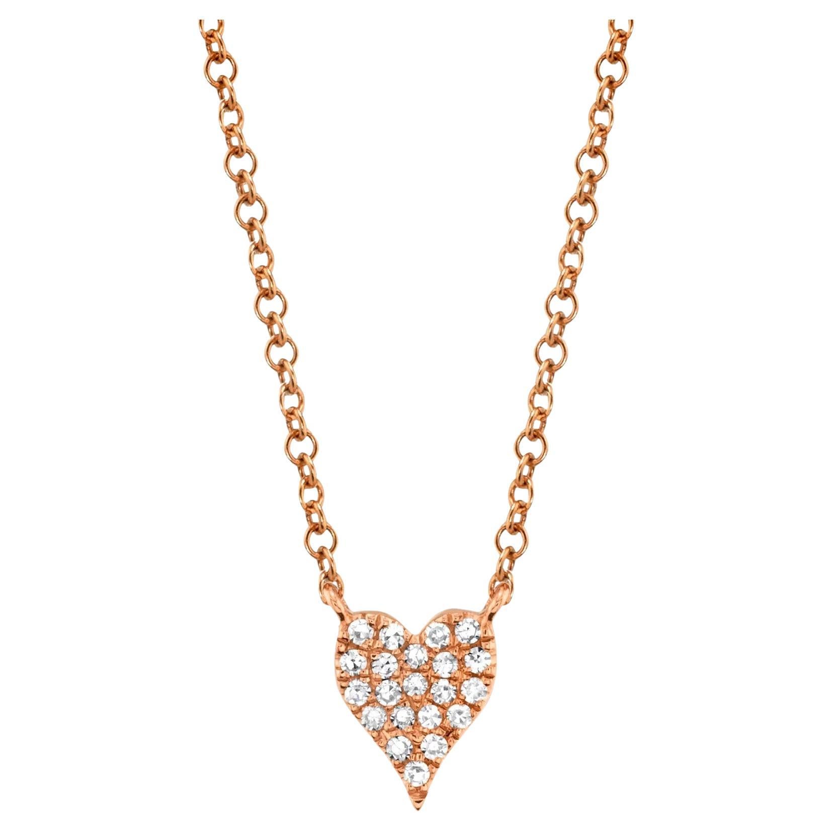 Collier pendentif cœur pavé de diamants - Mini