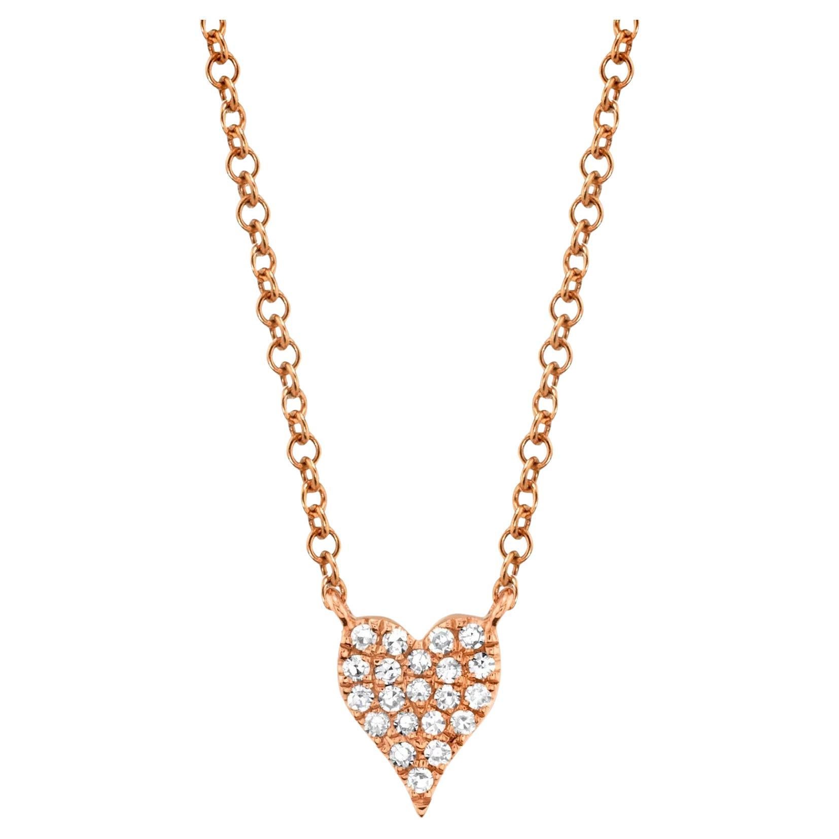 Diamond Pave Heart Pendant Necklace - Mini For Sale