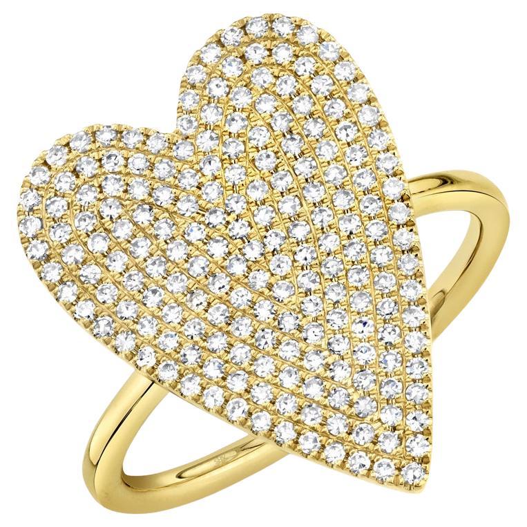 Diamant Pave Herz Ring im Angebot
