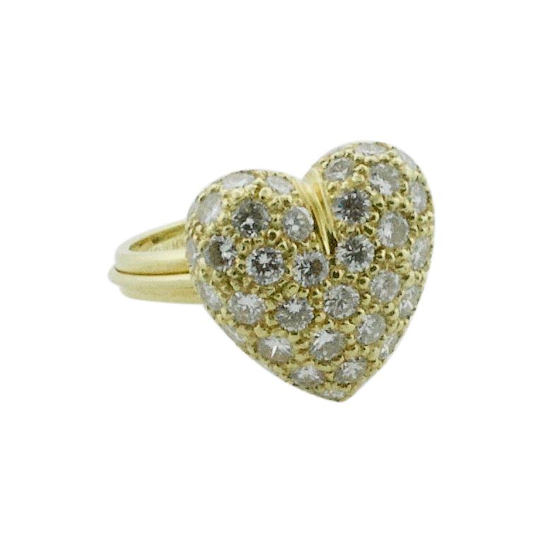 Diamond Pave' Heart Ring in 18 Karat 2.54 Carat