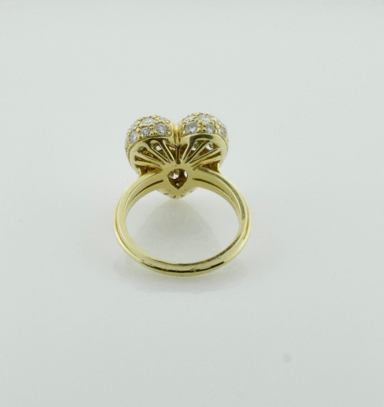Round Cut Diamond Pave' Heart Ring in 18 Karat 2.54 Carat