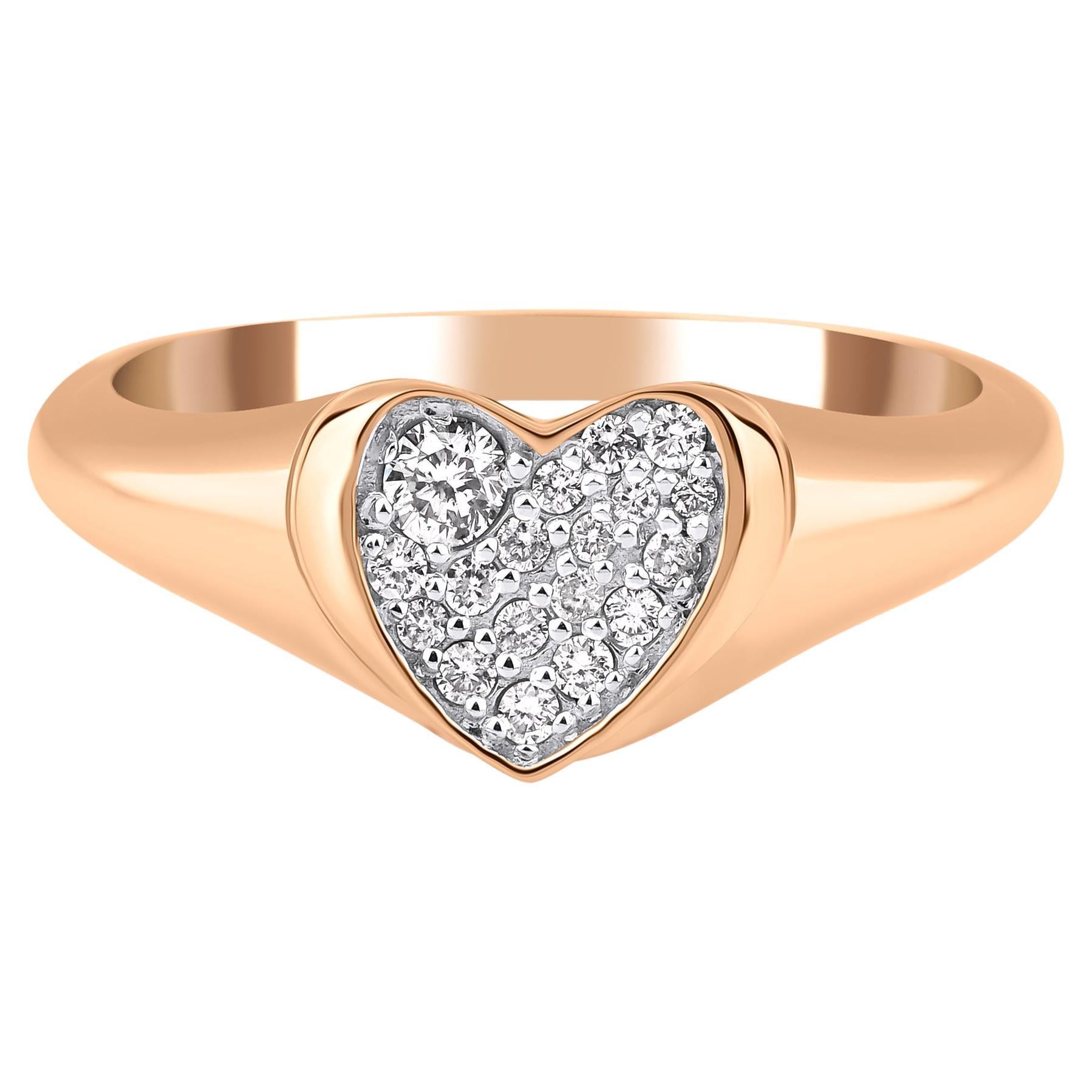 Anello con cuore con pavé di diamanti