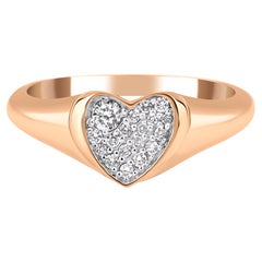 Anello con cuore con pavé di diamanti