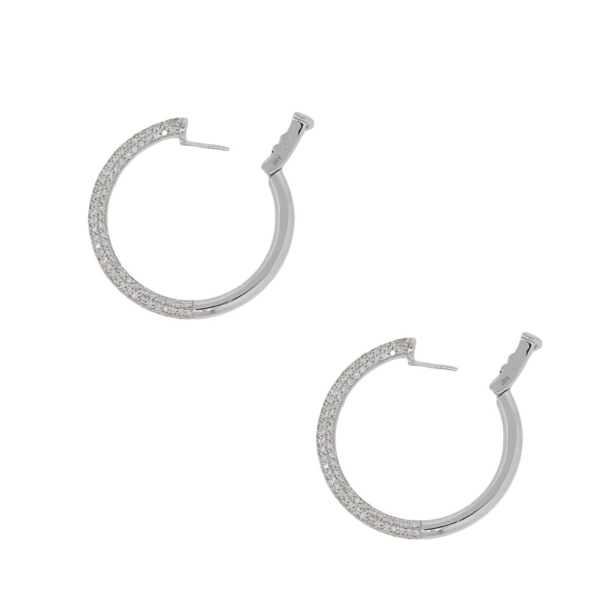 Women's Diamond Pave Hoop Earrings
